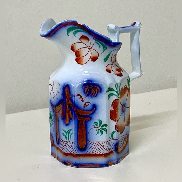 19th Century Antique Gaudy Welsh PAGODA Hexagonal Lustreware Pitcher Jug - Picture 2 of 16